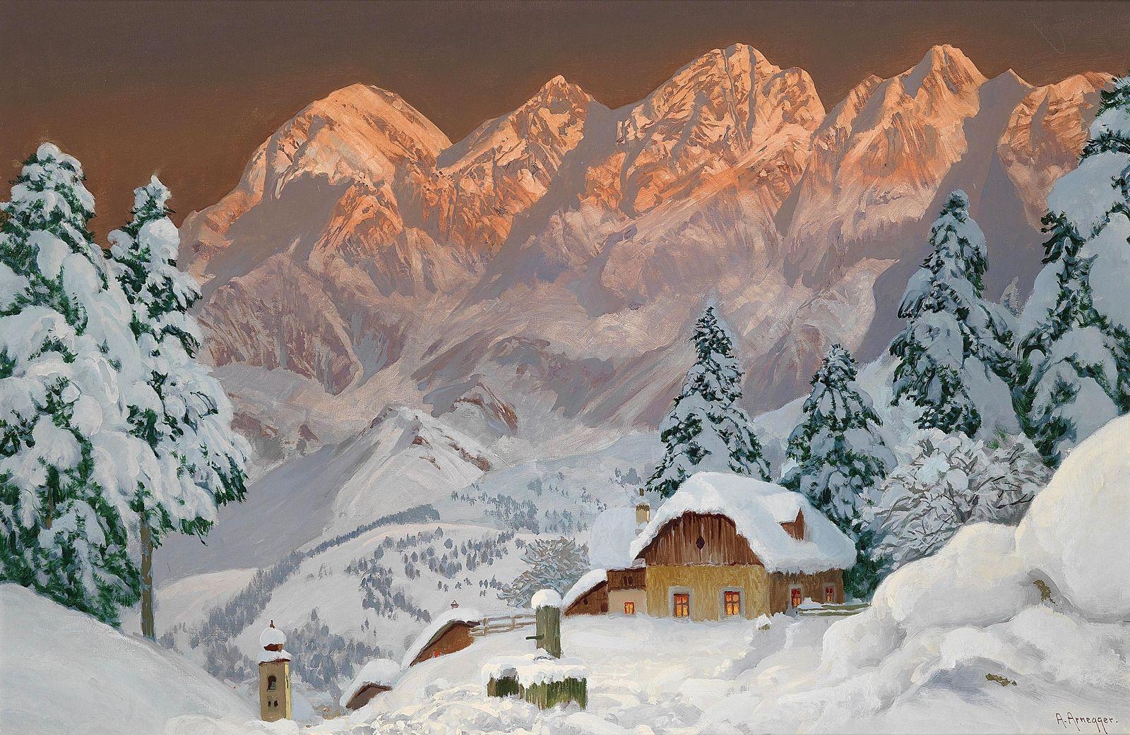 Алоис арнеггер художник заснеженный горный пейзаж